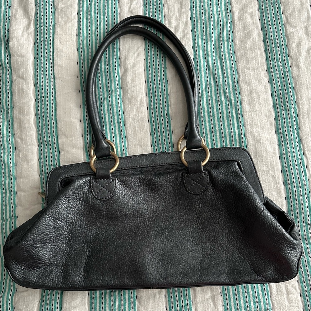 Hobo International Gunmetal Leather Shoulder Bag Purse